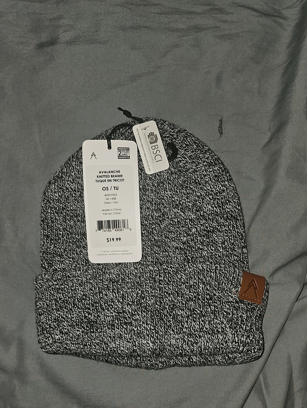 Avalanche Gray and Black Marled Knit Beanie